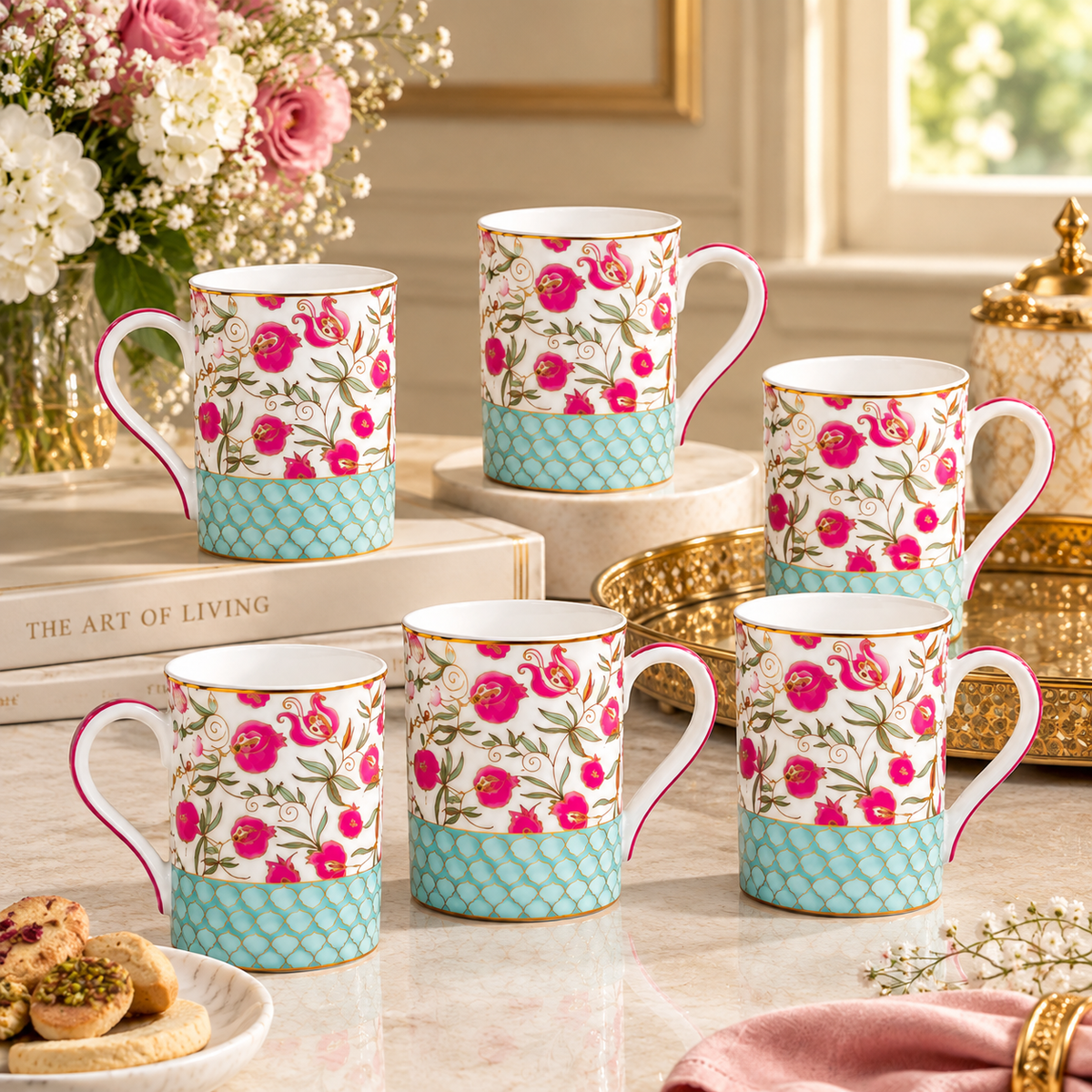 Anaar Green Mug Set of 6 – Celeste Artesano