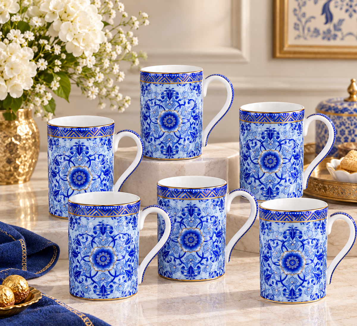 SOB Light blue shade Mug Set of 6 – Celeste Artesano