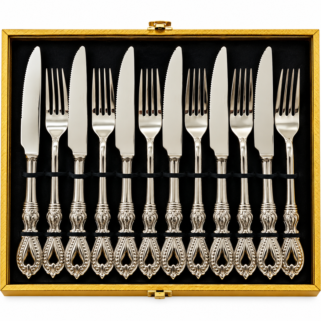 Paisley Royal Silver Cutlery Set – 24 Pcs