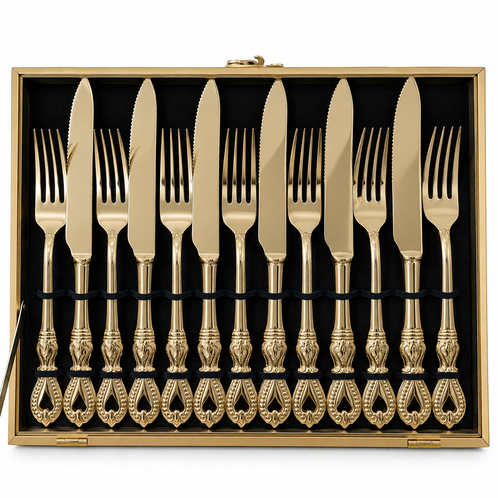 Paisley Royal Gold Cutlery Set – 24 Pcs