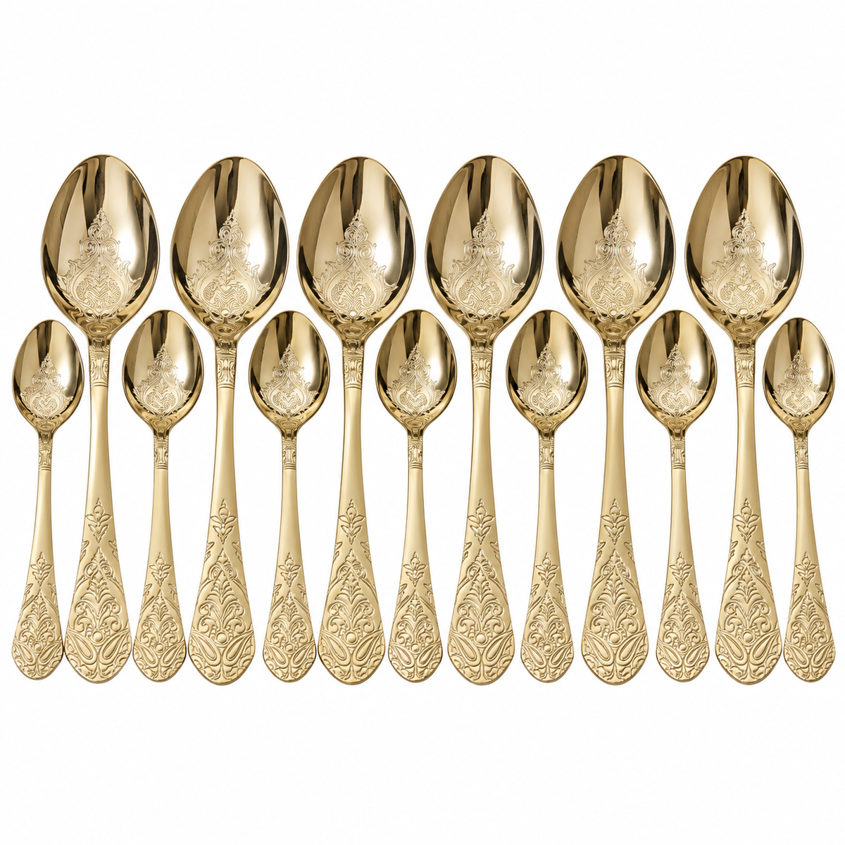 Floral Vine Engraved Gold Cutlery Set – 24 Pcs