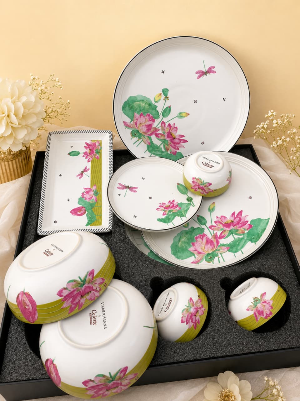 Lotus design of 21 pcs dinner set
