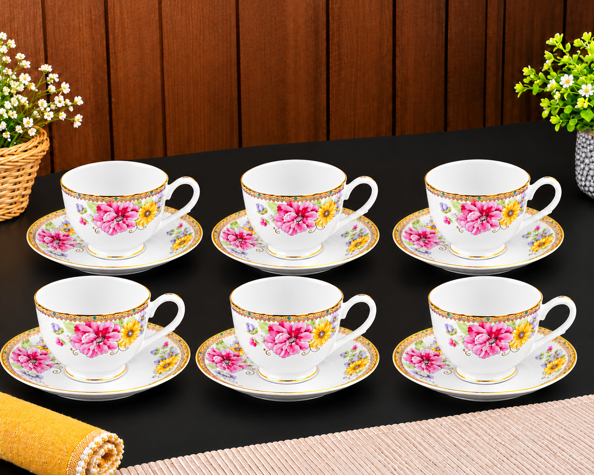 Pink Flora 6 Cup-Saucer Sets – Celeste Artesano