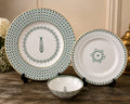 Mint Green Leaf Collection 28-Piece Luxury Dinner Set