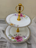 Pink Flora Two-Tier Stand – Elegant Floral Collection