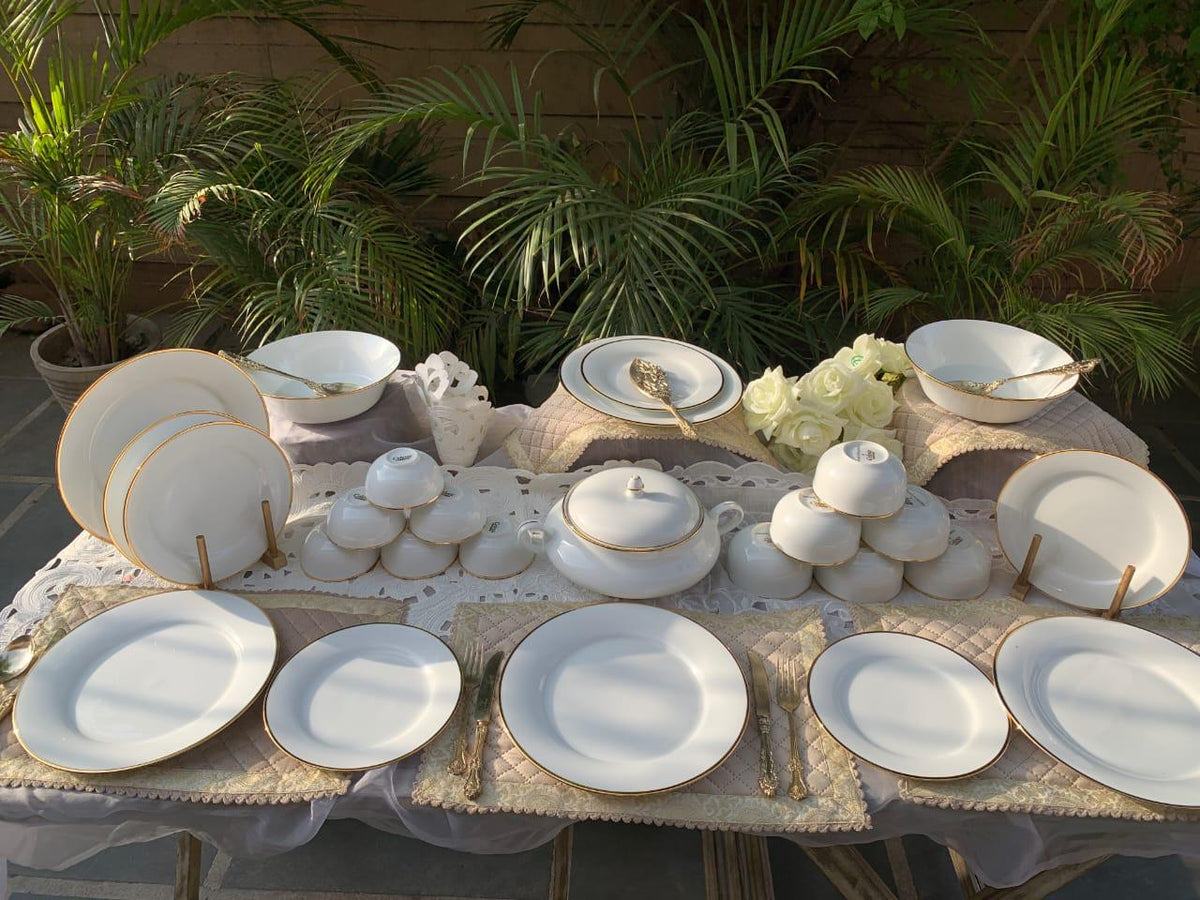 White Gold Band 35-Piece Luxury Dinner Set | Celeste Artesano
